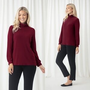 Sympli Turtle Neck Gathered Sleeve Top